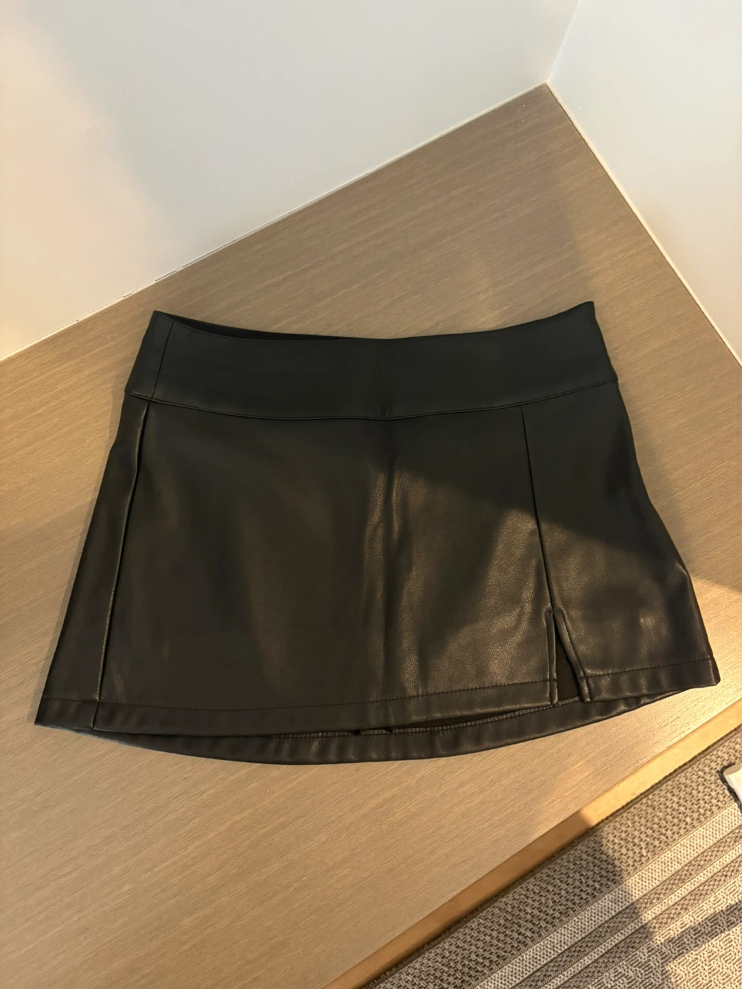 Garage Black Faux Leather Skort