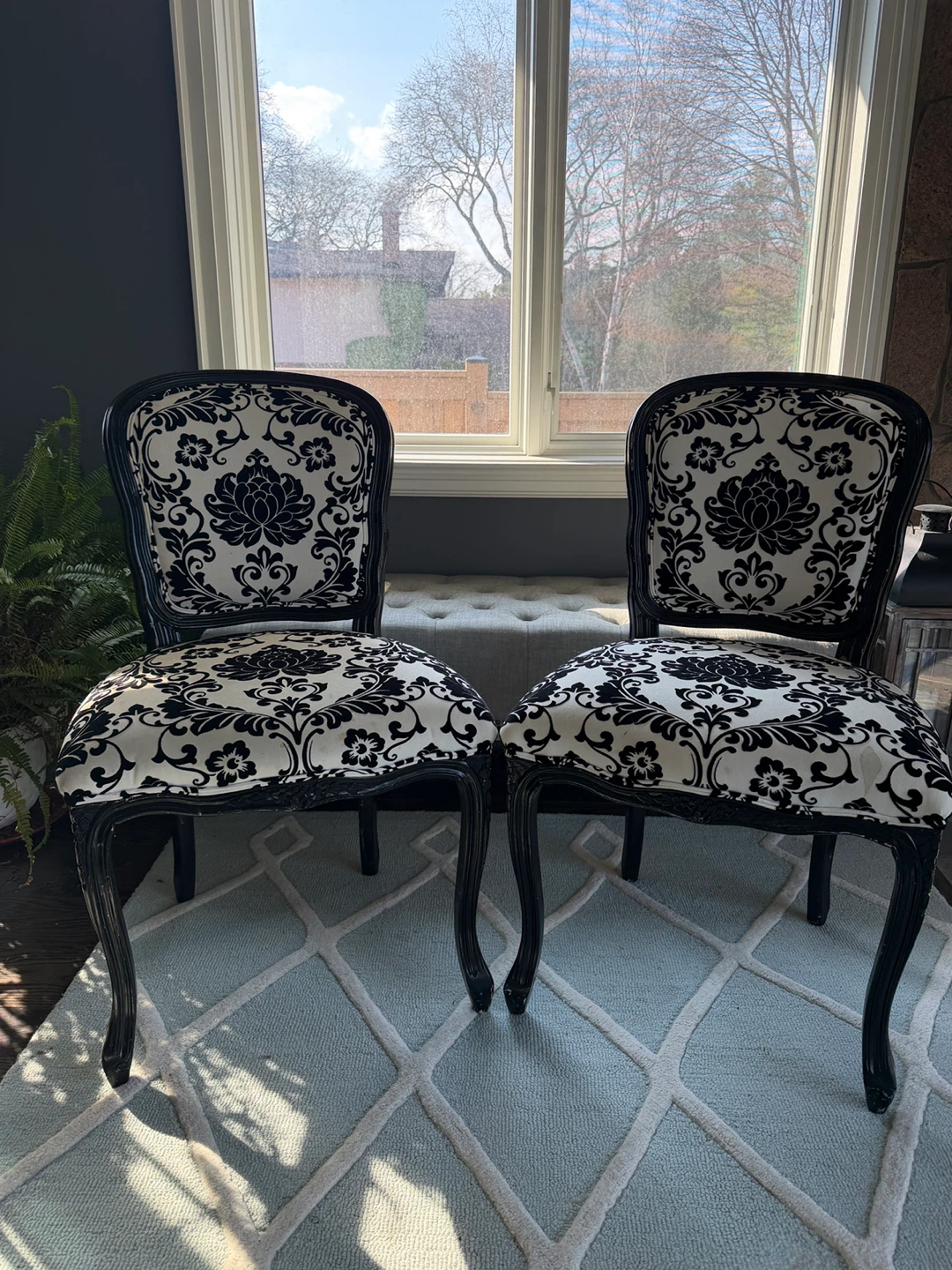 Black and White Damask Accent Chair