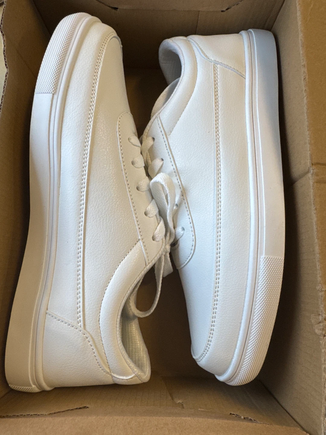 White Leather-Look Sneakers