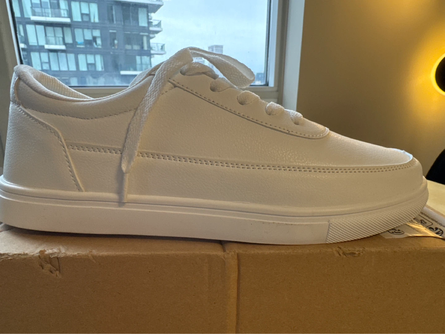 White Leather-Look Sneakers - photo 2
