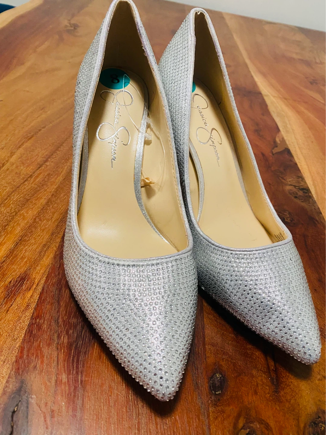 New (Unused) Jessica Simpson Silver Rhinestone Heels Size 8M - photo 2