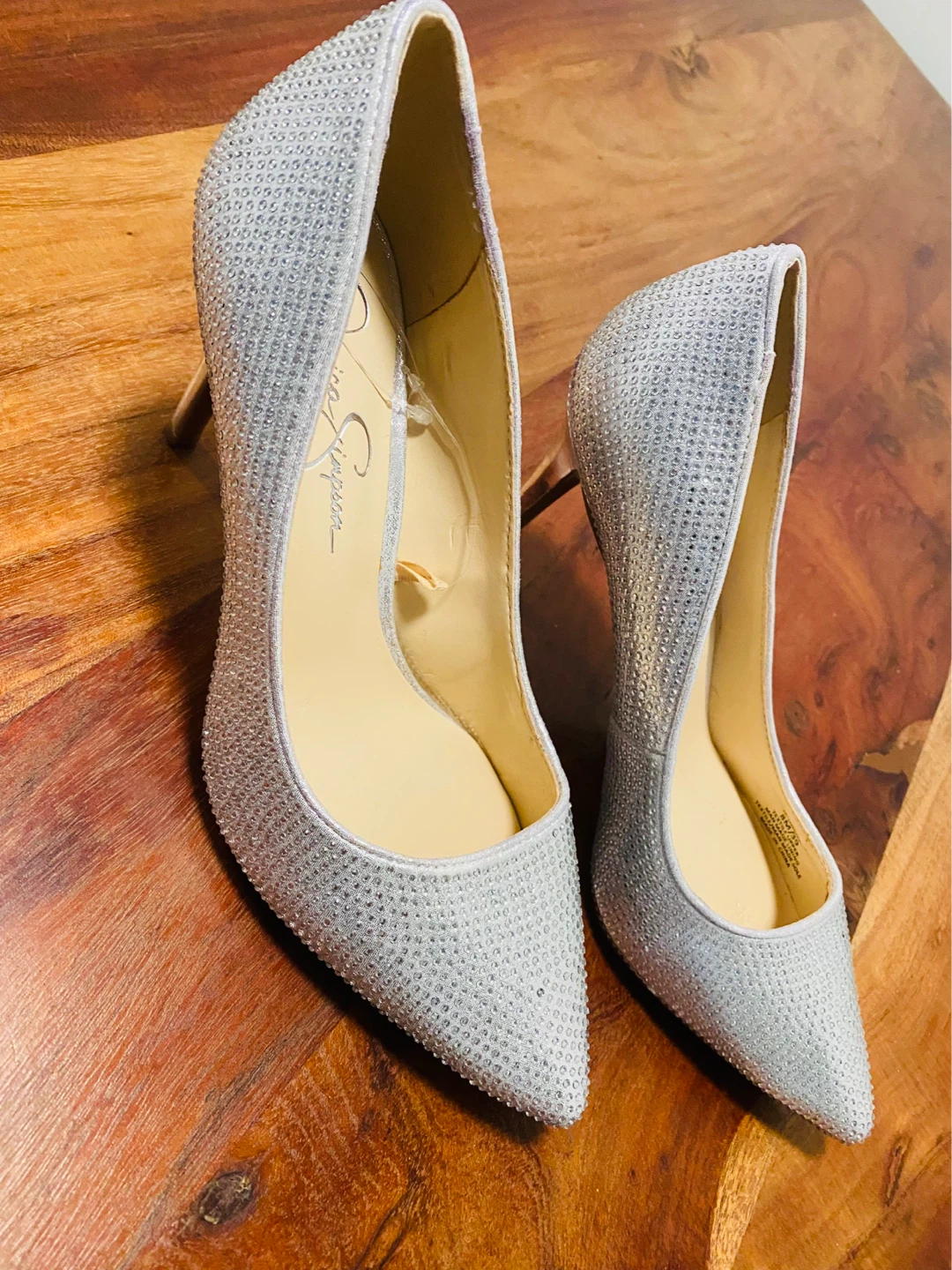 New (Unused) Jessica Simpson Silver Rhinestone Heels Size 8M
