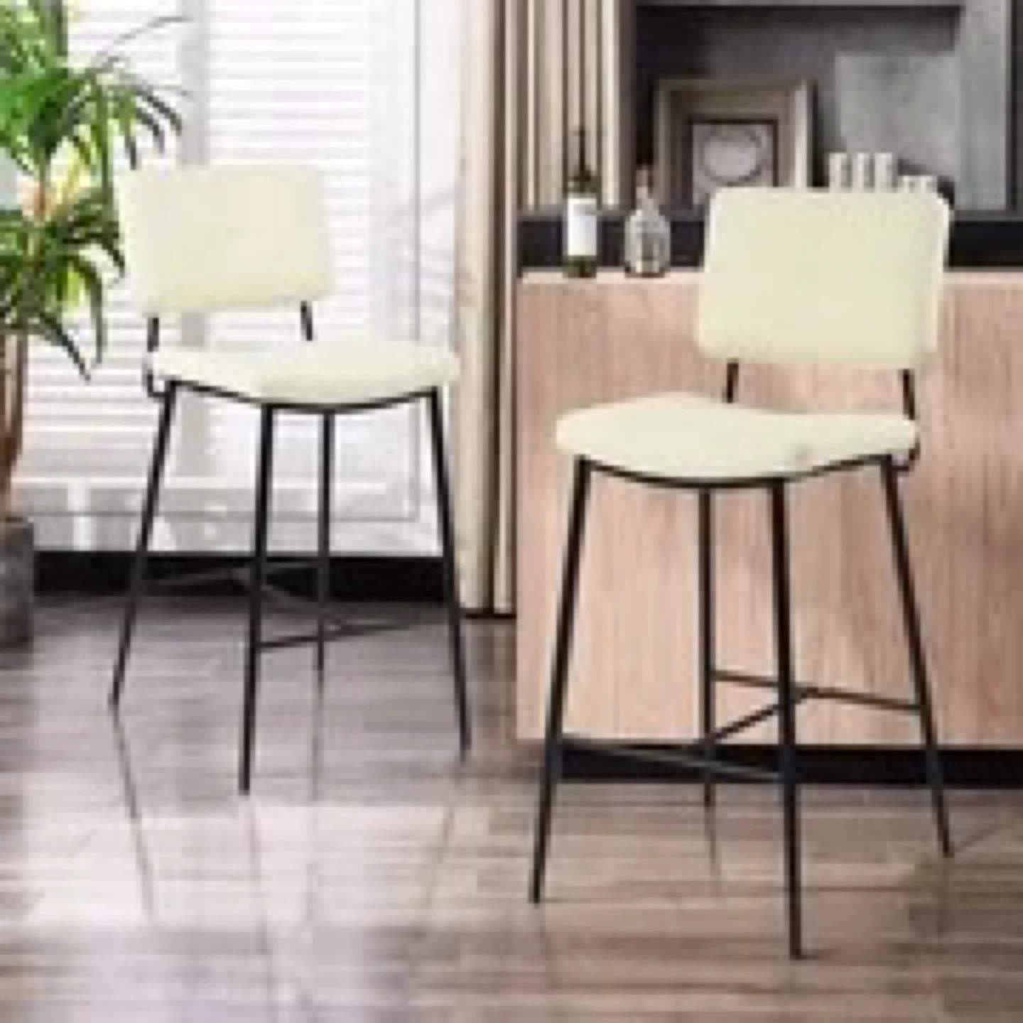 Set of 6 Cream Faux Leather Bar Stools - photo 3
