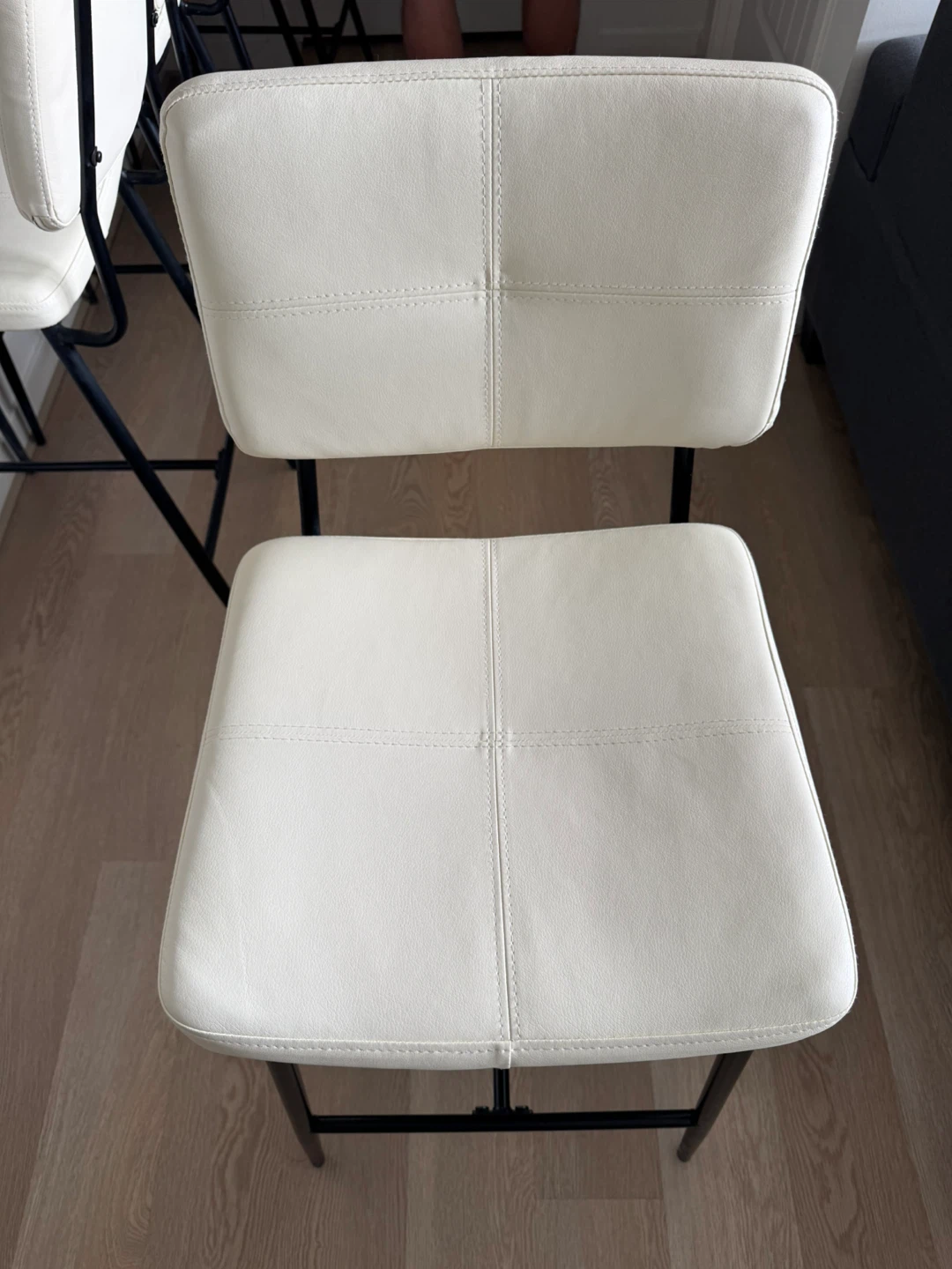 Set of 6 Cream Faux Leather Bar Stools - photo 2