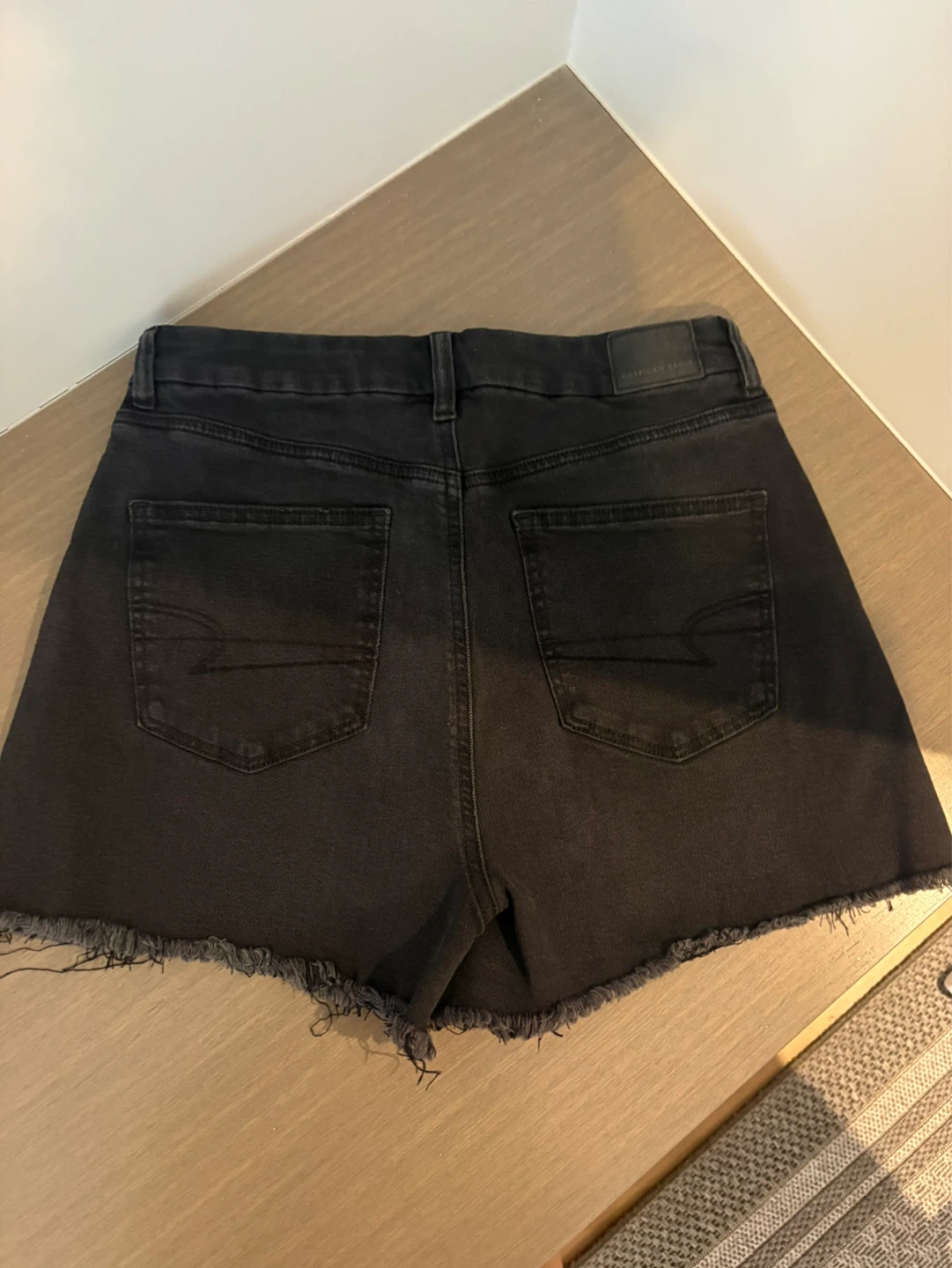 American Eagle Black Stretch Denim Cutoff Shorts - photo 2