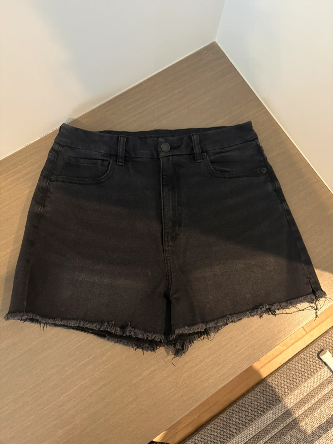 American Eagle Black Stretch Denim Cutoff Shorts