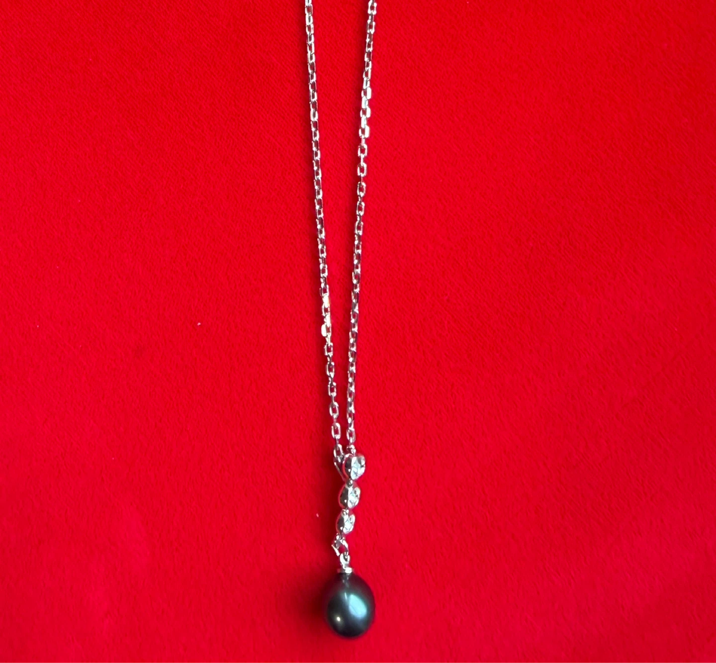 Swarovski Pendant Necklace with Black Pearl and Crystals