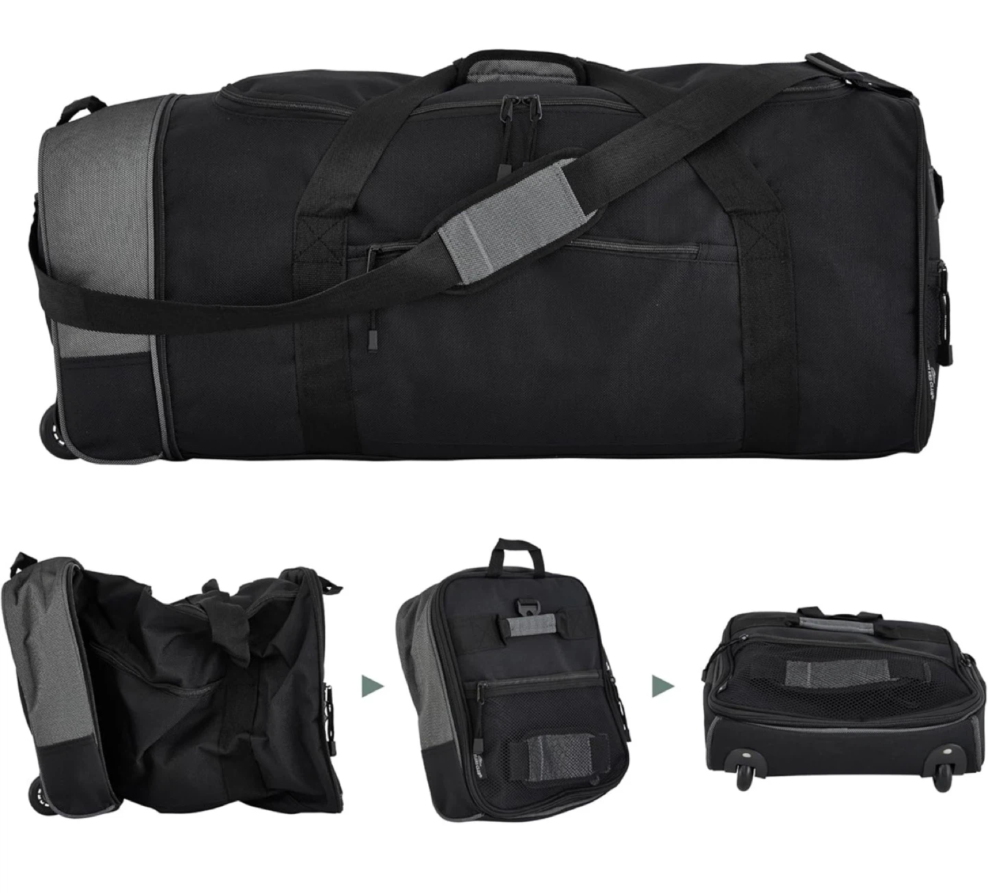 Black Rolling Duffle Bag 92L Capacity - photo 3