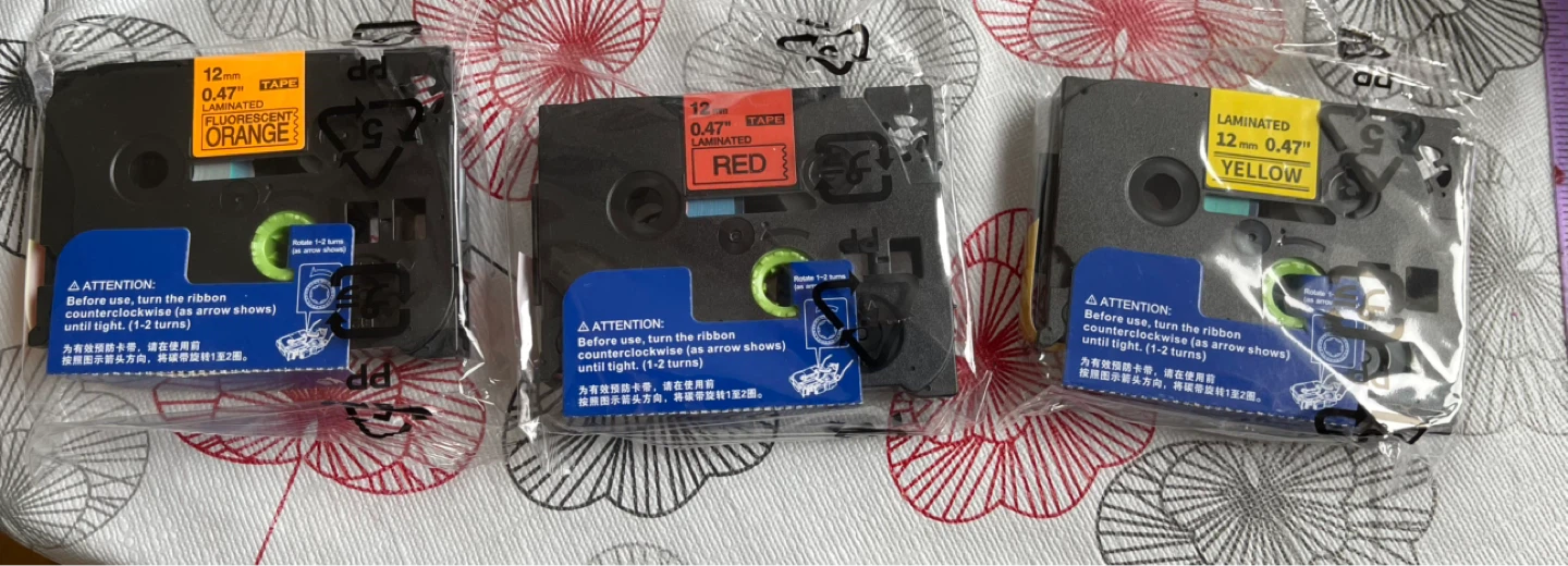 Lot of 3 Label Maker Tapes - Red, Fluorescent Orange, Yellow - photo 5