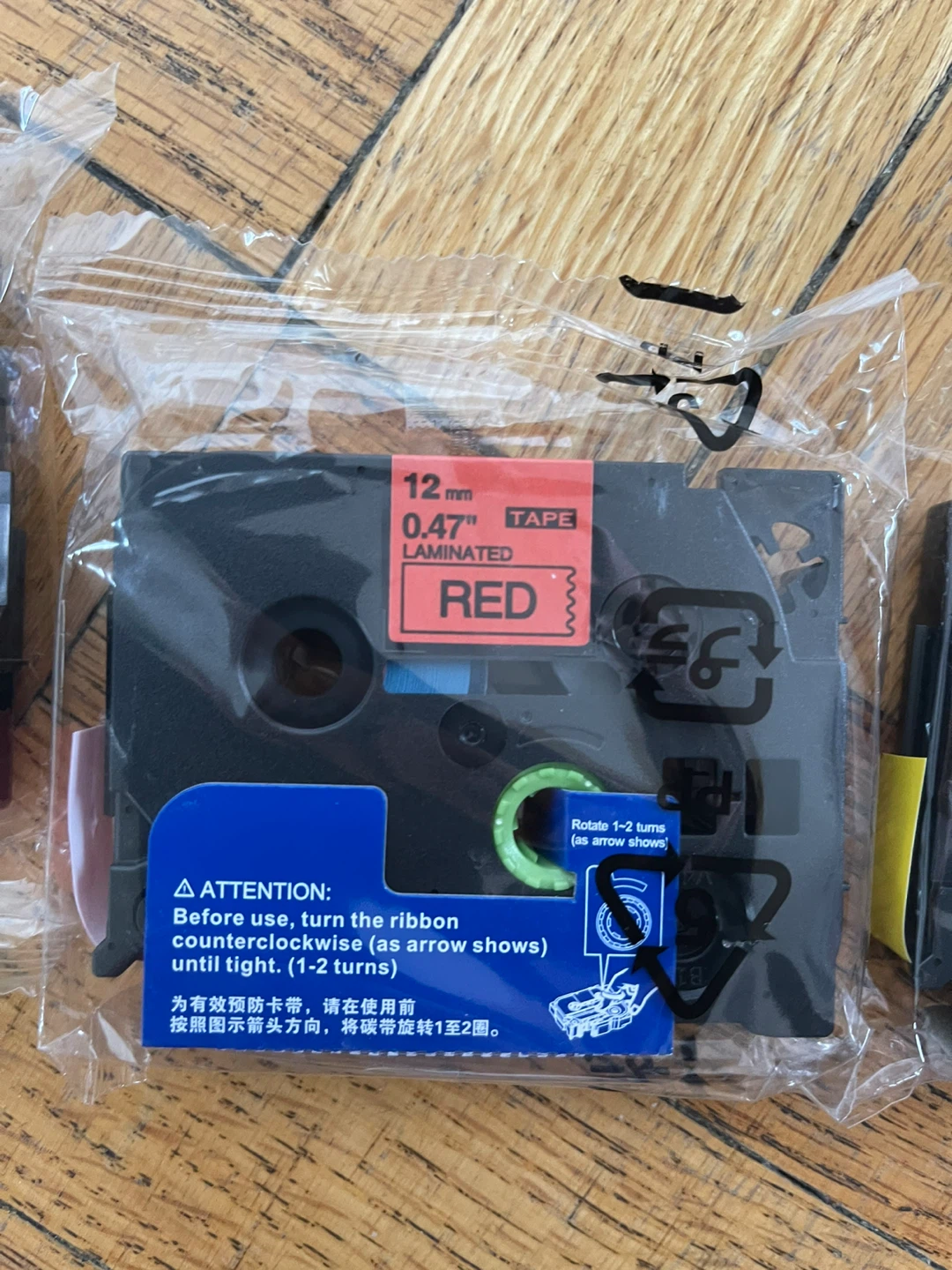 Lot of 3 Label Maker Tapes - Red, Fluorescent Orange, Yellow - photo 4