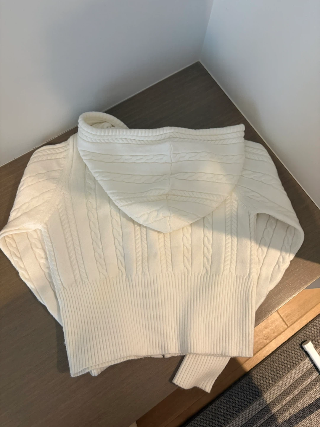 White Cable Knit Zip-Up Hoodie - photo 2