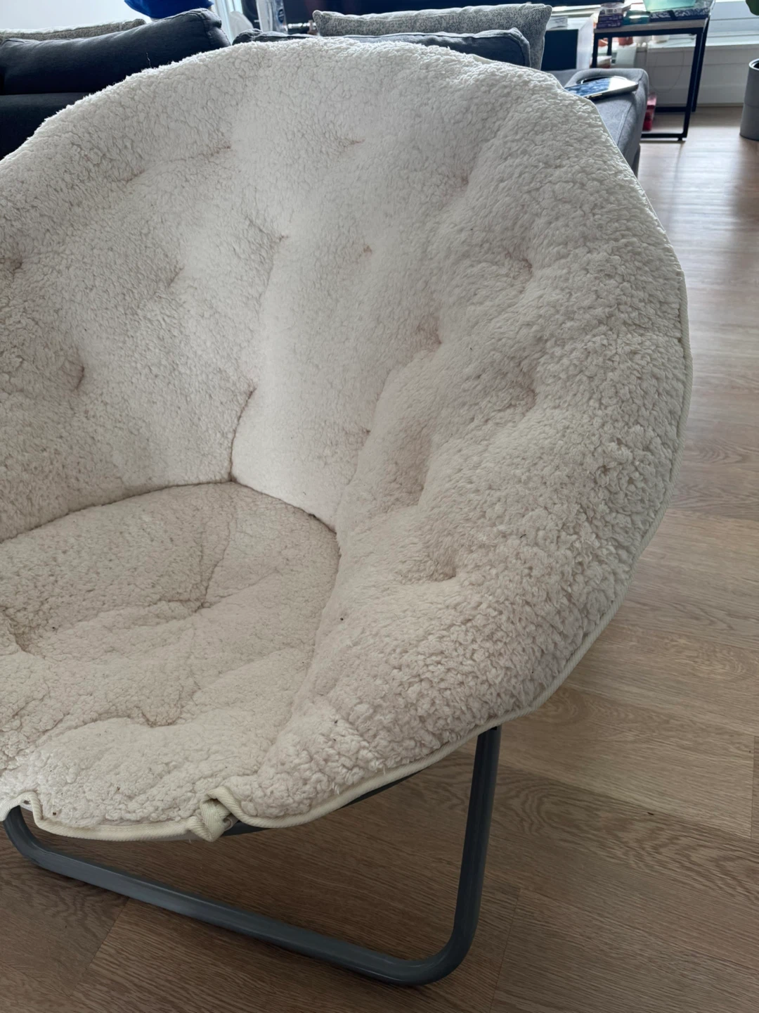 Set of 2 White Sherpa Saucer Chair - photo 2