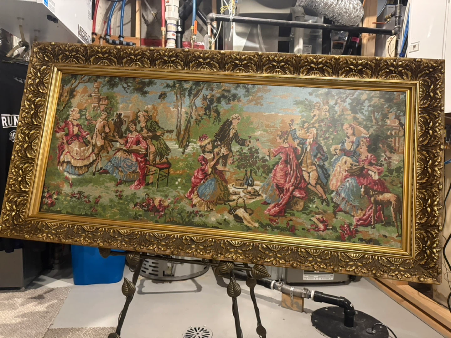 Large Vintage Framed Needlepoint Wall Art - photo 4