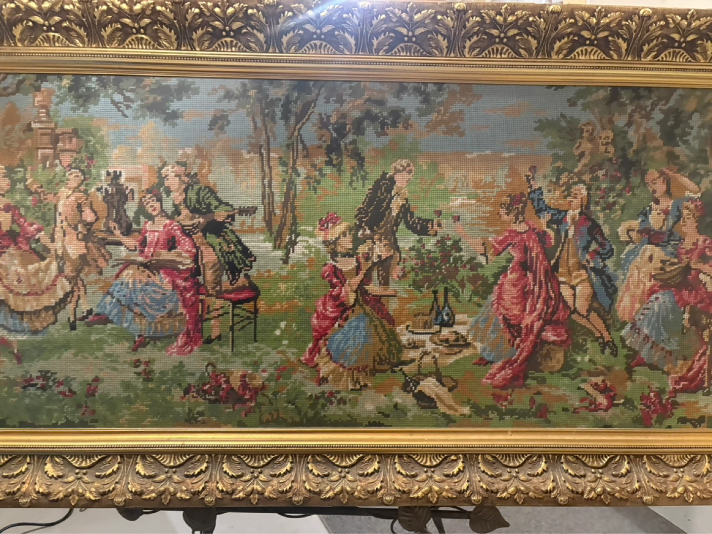 Large Vintage Framed Needlepoint Wall Art - photo 3