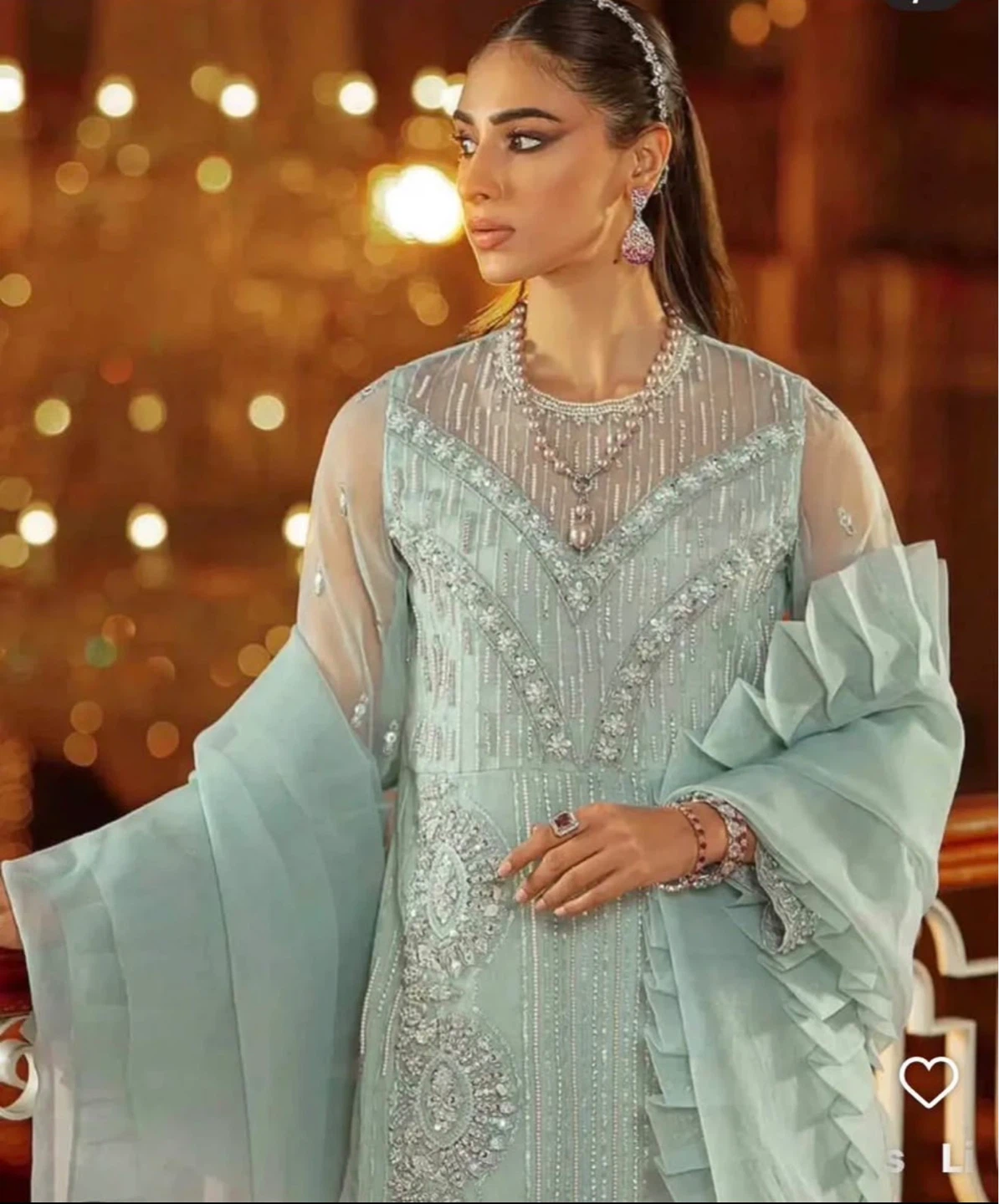 Vanya brand; Embellished Mint Green Pakistani Dress - photo 2