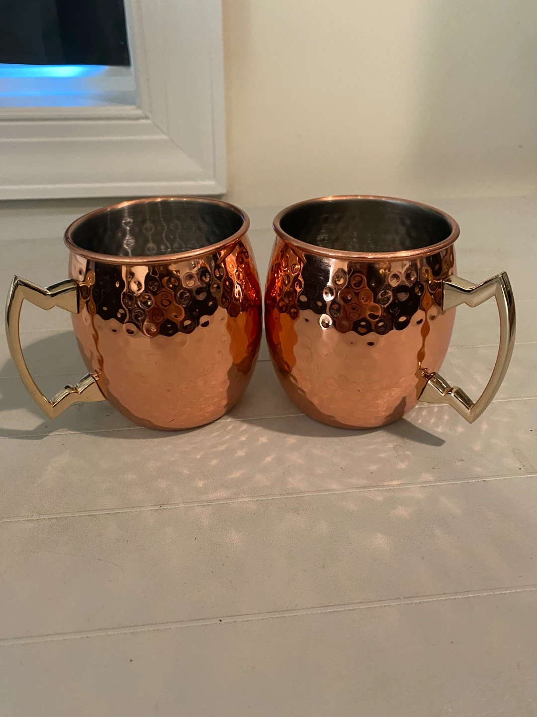 Set of 2 Hammered Copper Mugs