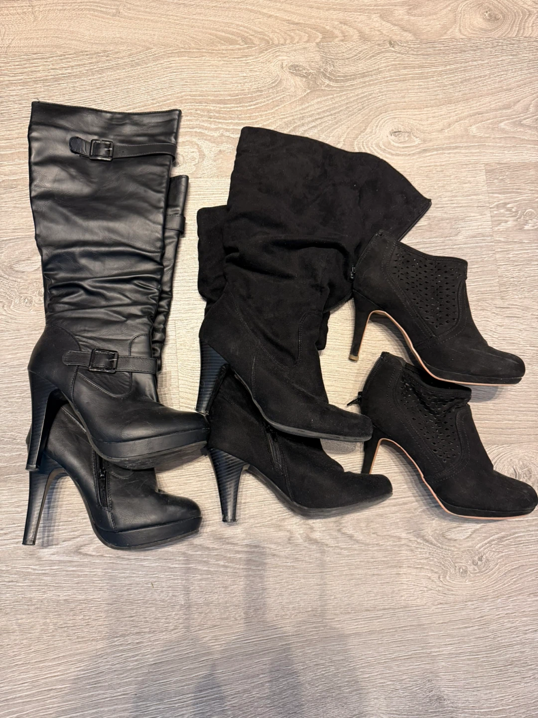 3 pairs Black Boots - size 7