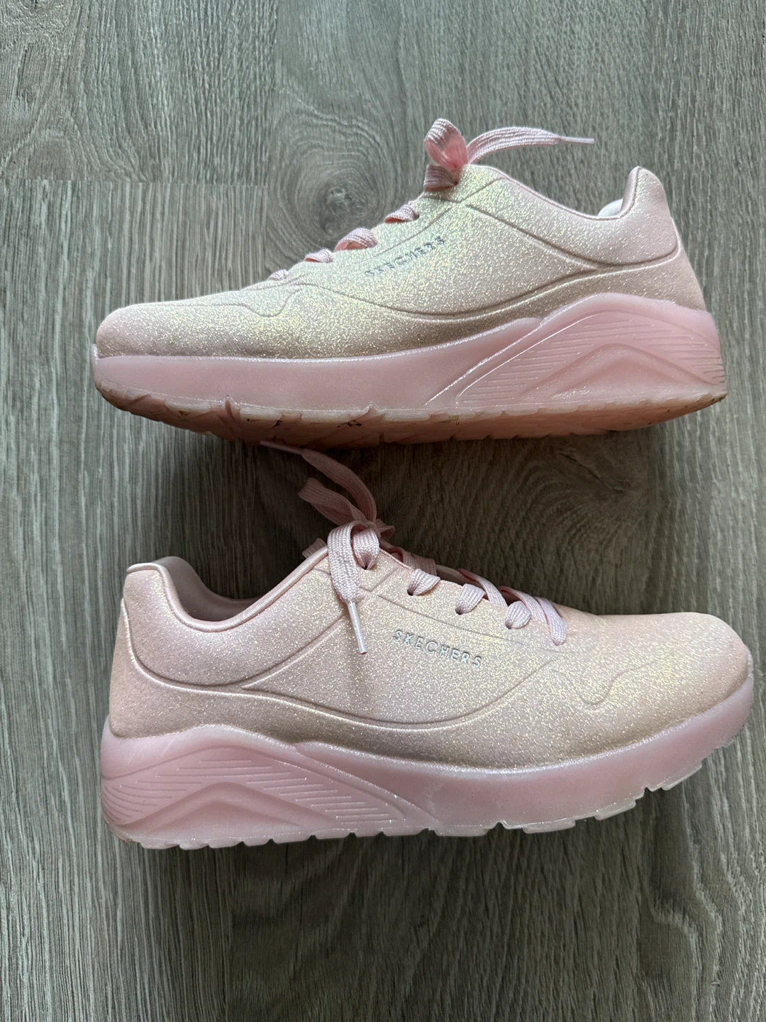 Skechers Pink Glitter Lace-Up Sneakers