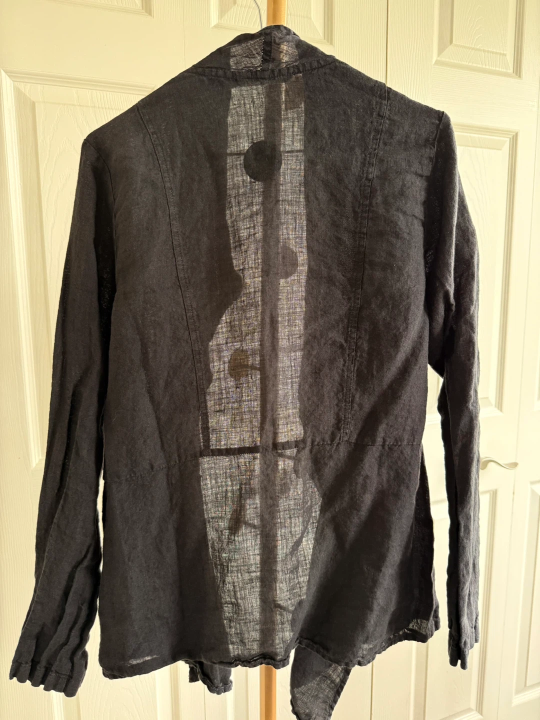 Beau Jours Black Linen Drape Cardigan Small - photo 2
