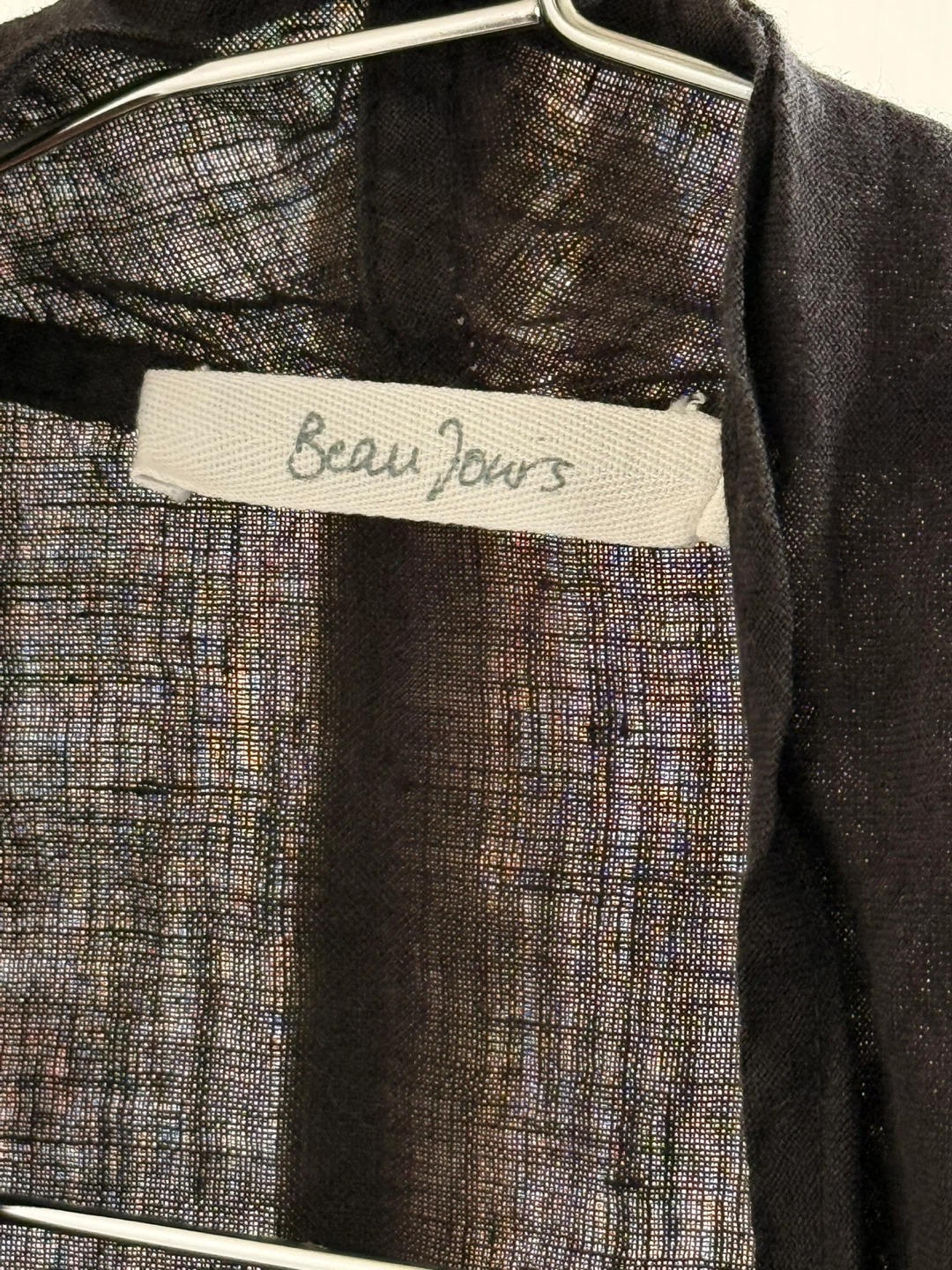 Beau Jours Black Linen Drape Cardigan Small - photo 3