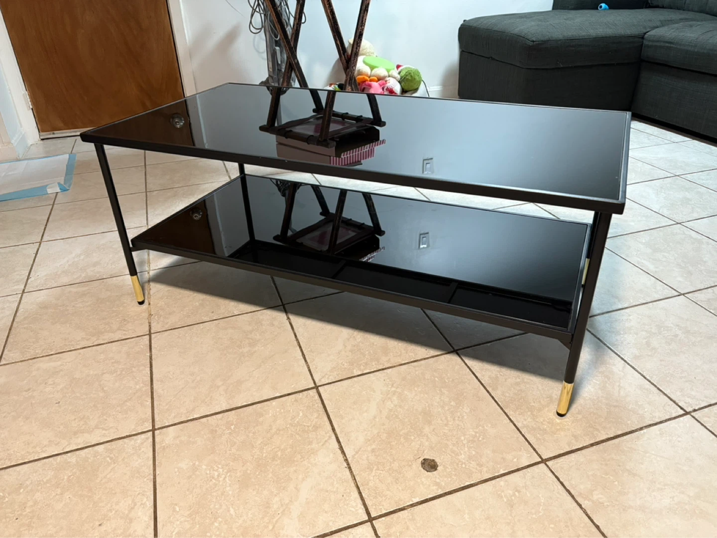 Black Coffee Table with 2 Tiers