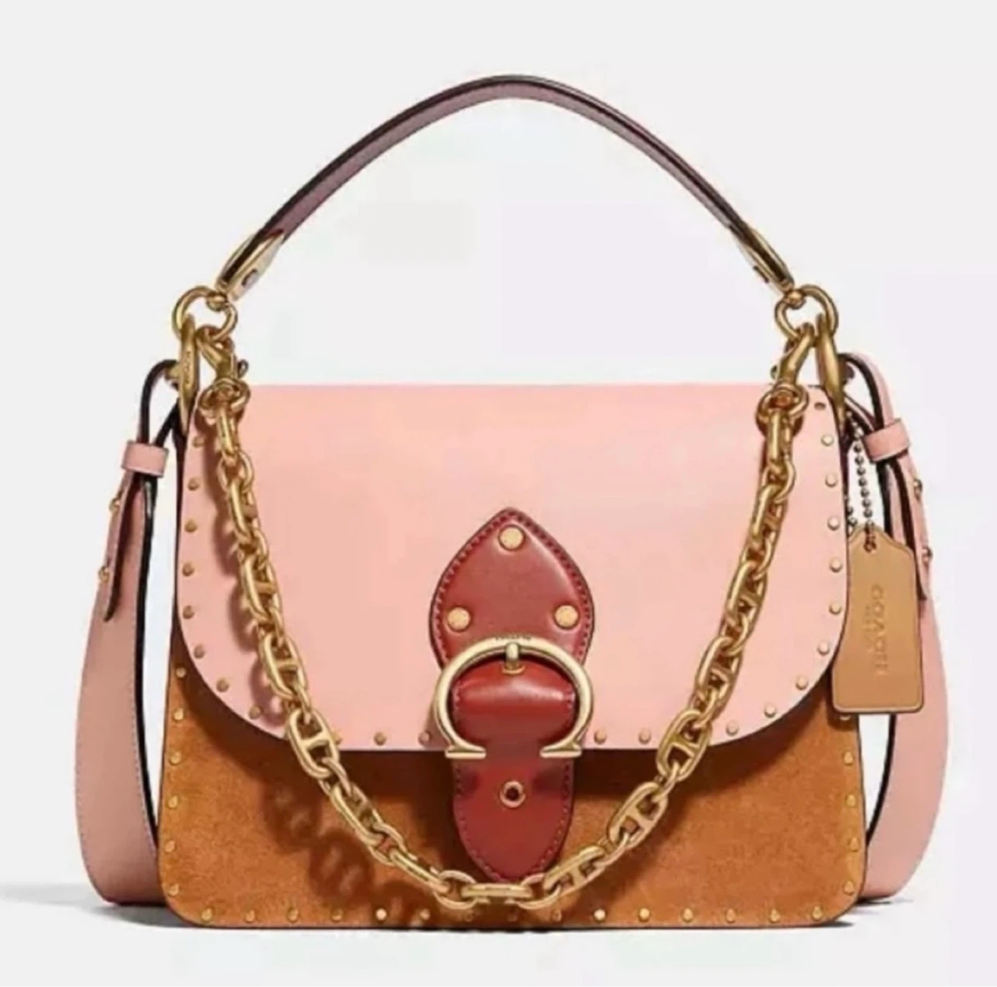 Coach Smooth Leather & Suede Beat Colorblock Shoulder Bag
