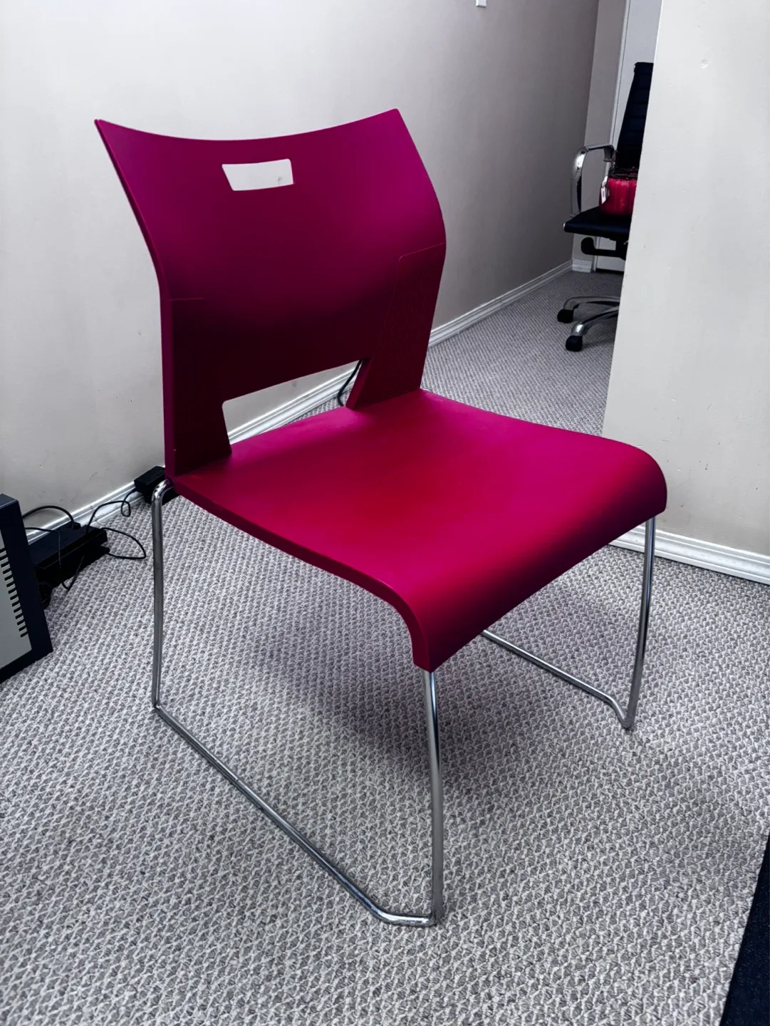 4 Red Modern Side Chairs with Metal Legs - photo 2
