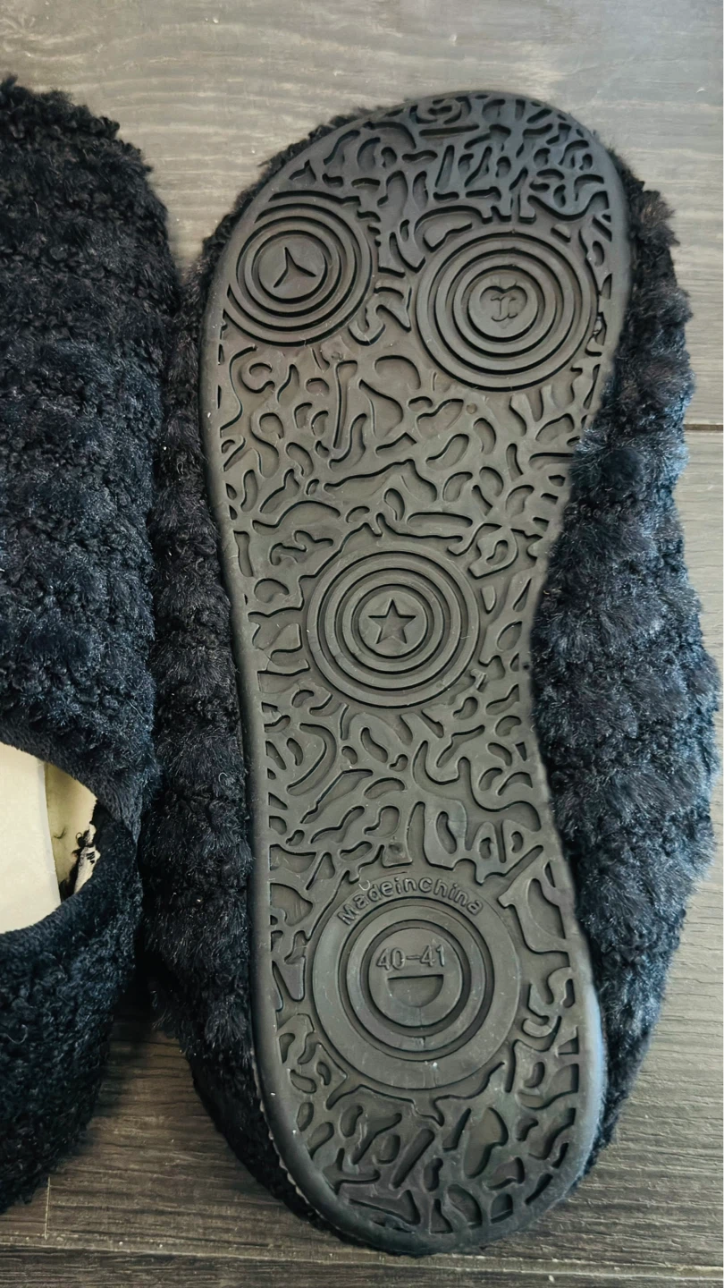 Black Fuzzy Slippers - Size 40-41 - photo 2