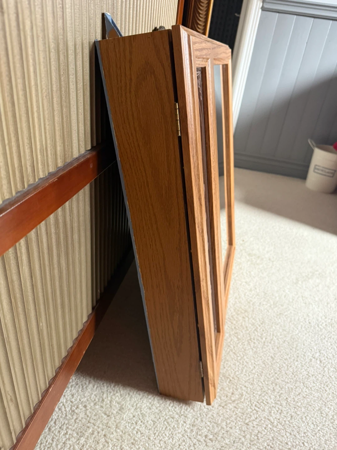 Oak Medicine Cabinet with Mirror - photo 3