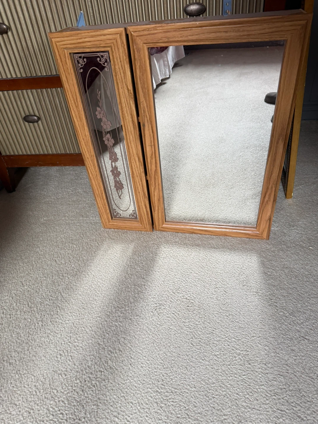 Oak Medicine Cabinet with Mirror