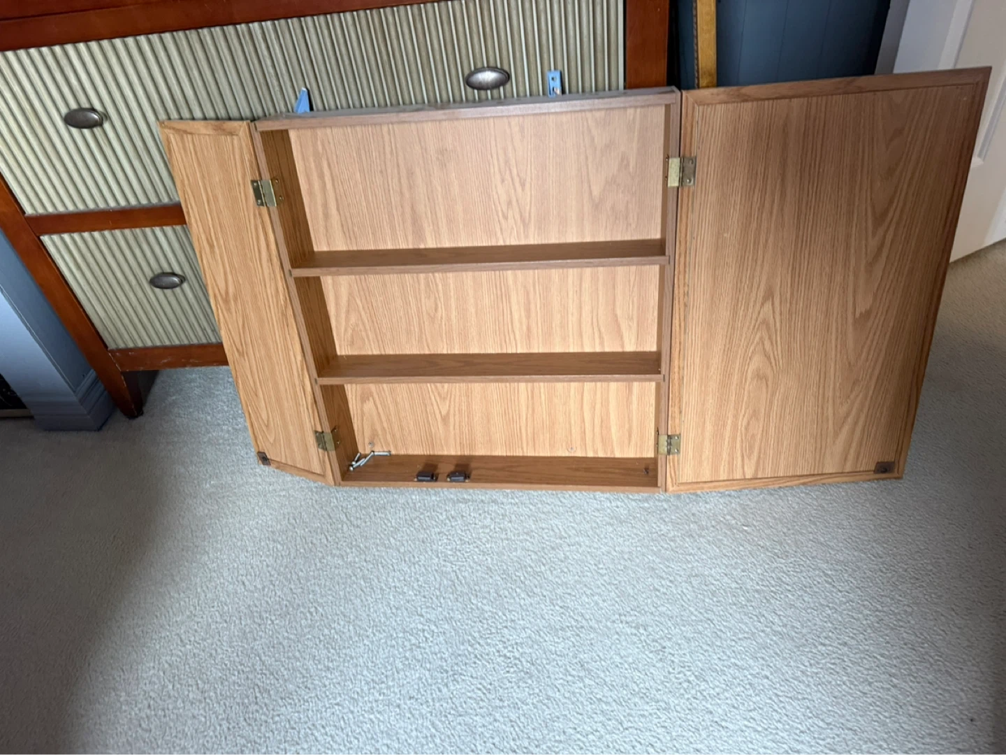 Oak Medicine Cabinet with Mirror - photo 2