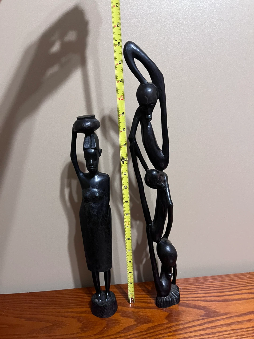 VINTAGE HAND CARVED WOOD STATUES - photo 3