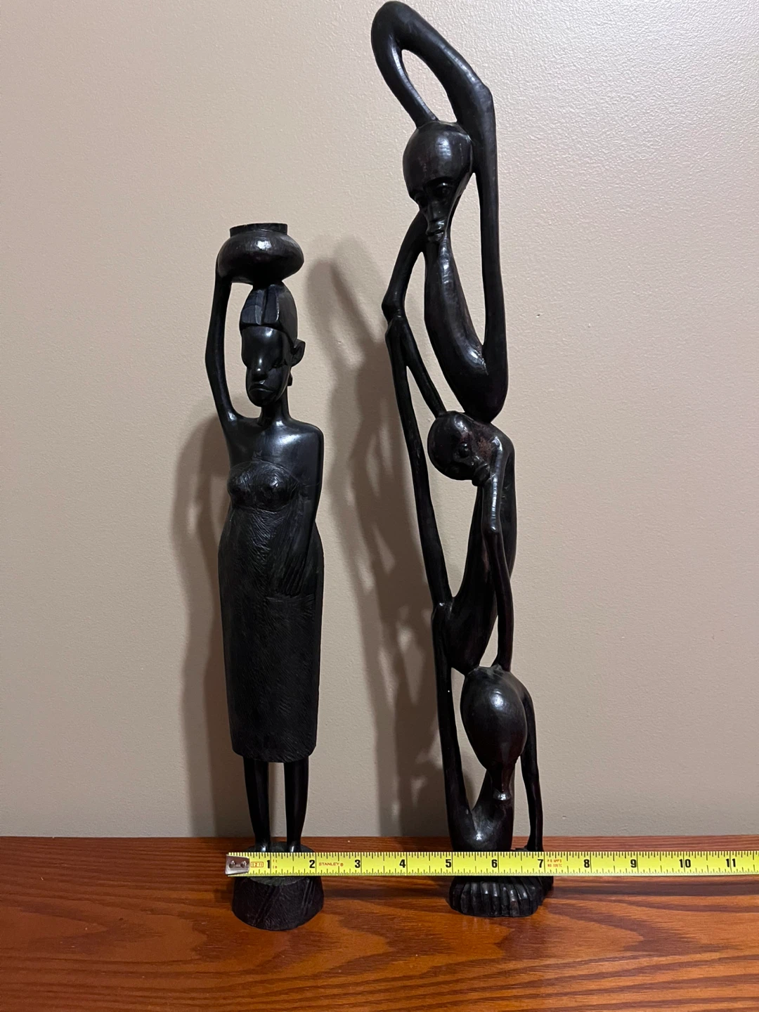 VINTAGE HAND CARVED WOOD STATUES - photo 4