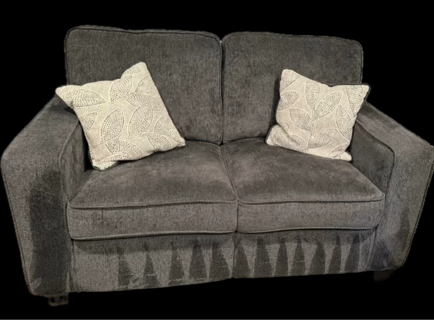 Dark Gray Loveseat Sofa with Decorative Pillows - photo 2
