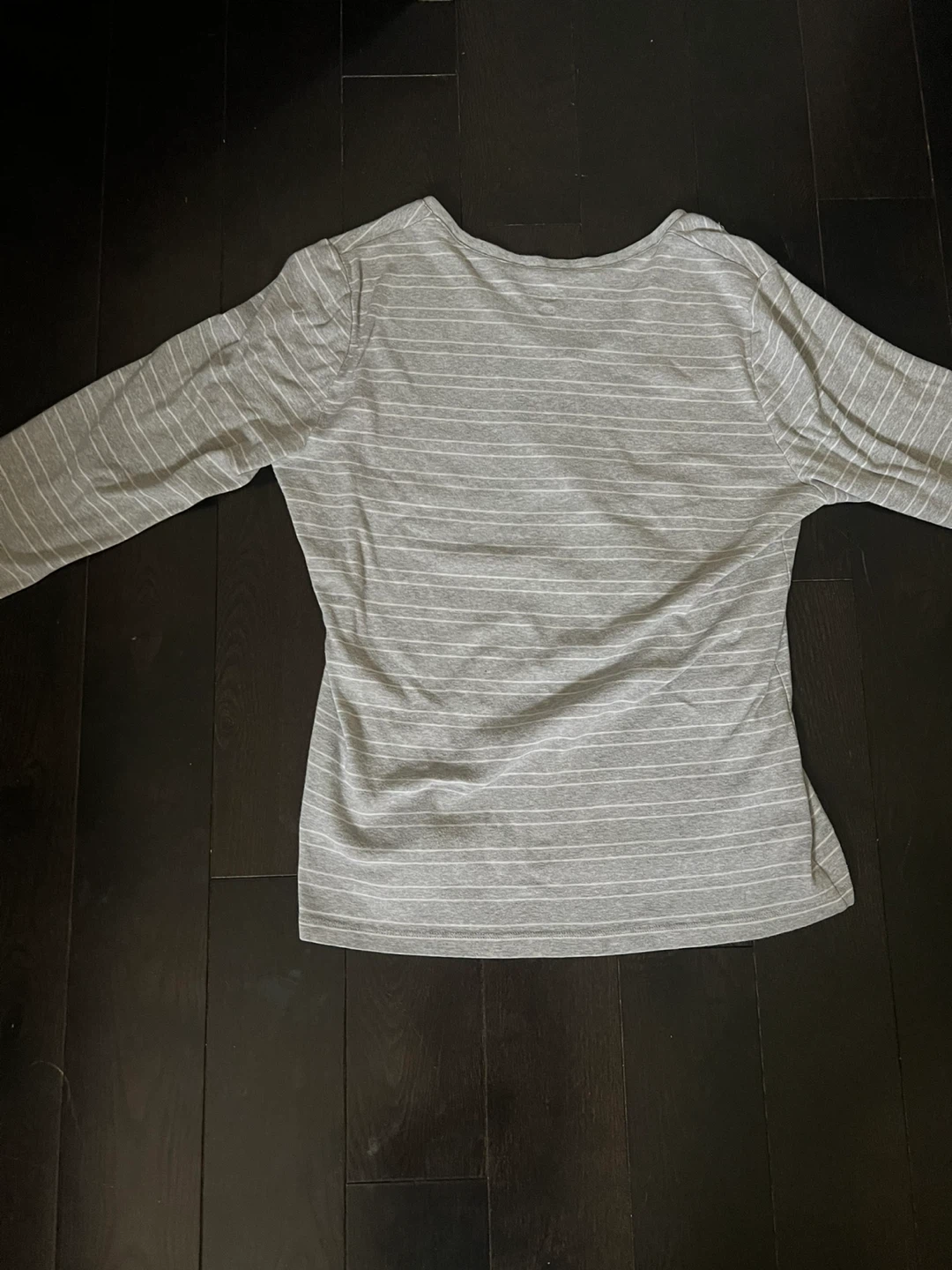 Tommy Hilfiger low v-neck Grey Striped Long Sleeve Shirt - photo 2