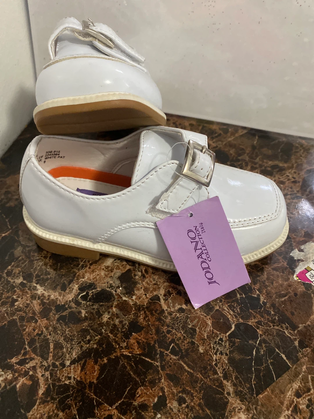 Jodano Collection White Patent Leather Buckle Shoes - Size 9
