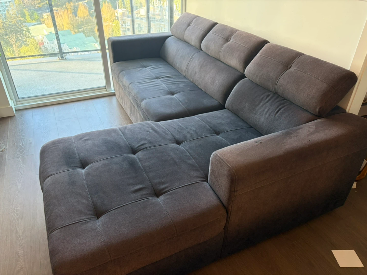 Grey Sectional Sofa with Chaise - photo 2