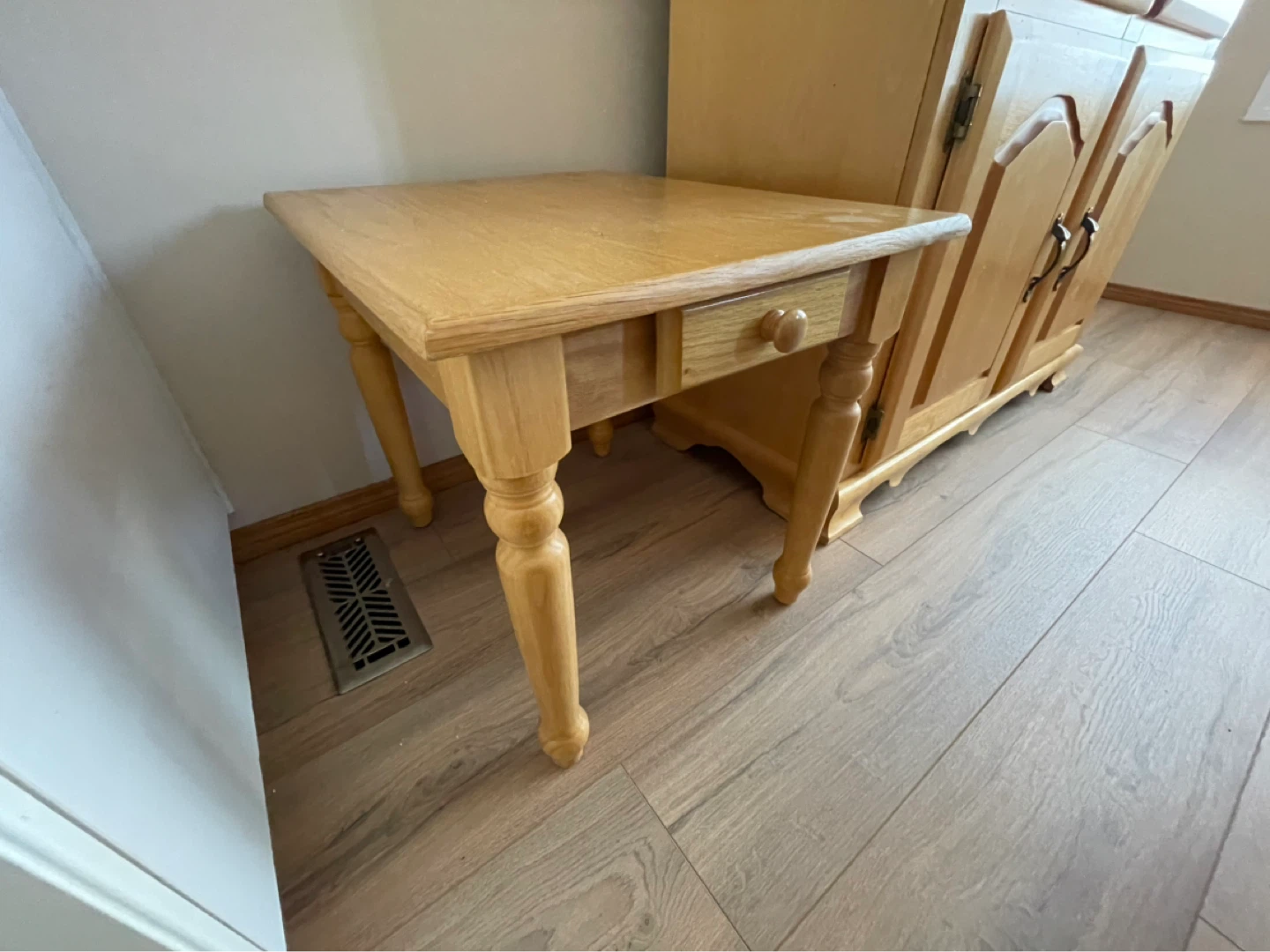 Two Light Oak End Tables with Drawer - photo 3