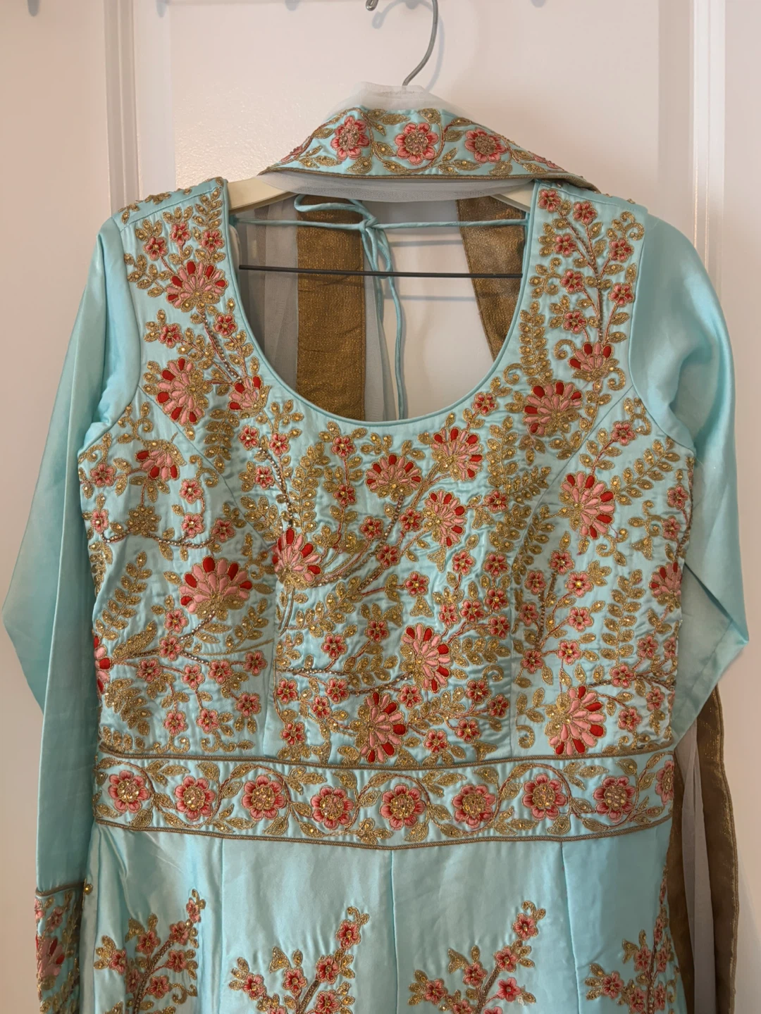 Light Blue Embroidered Anarkali Suit with Dupatta - photo 3