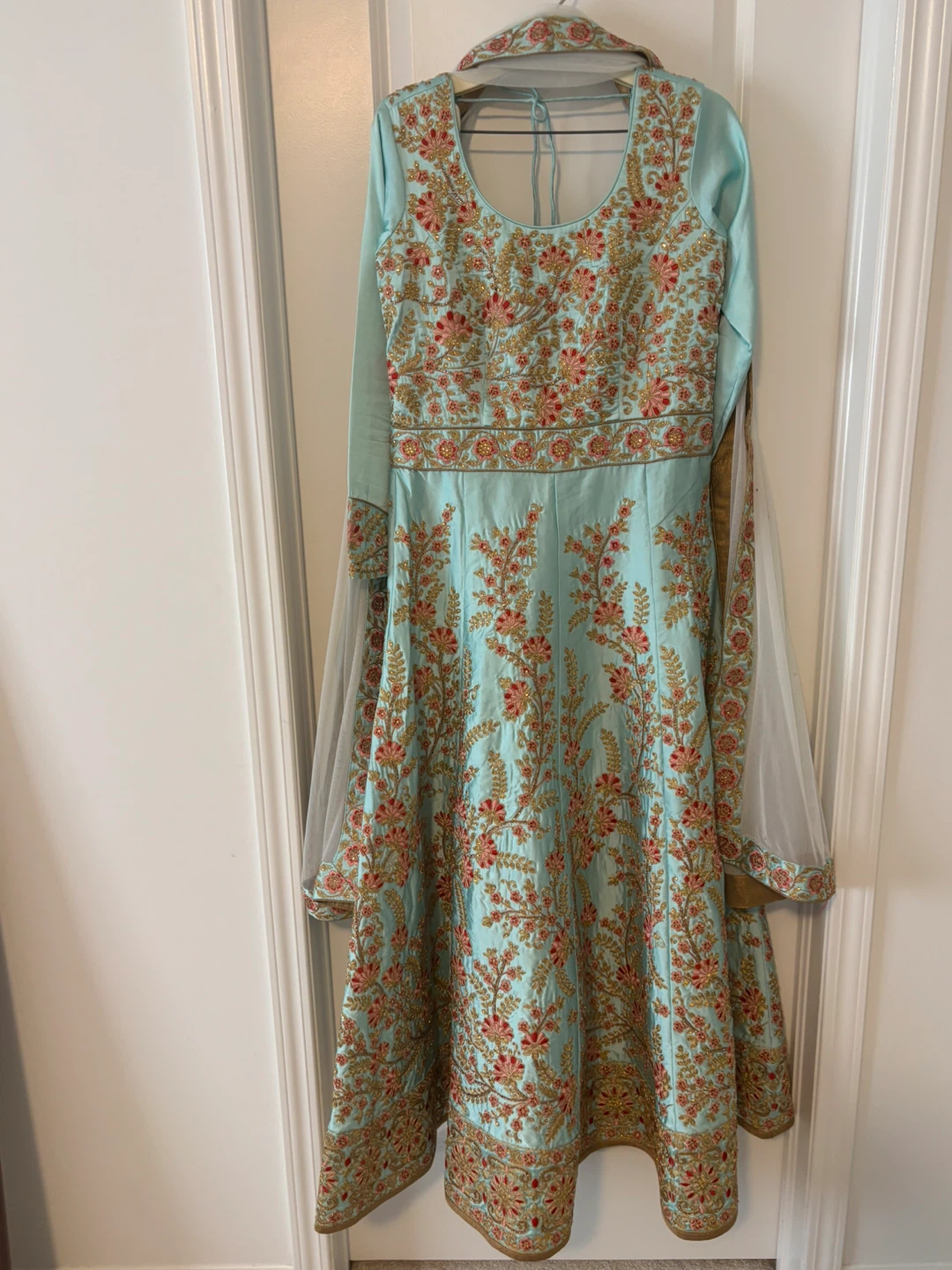 Light Blue Embroidered Anarkali Suit with Dupatta - photo 2