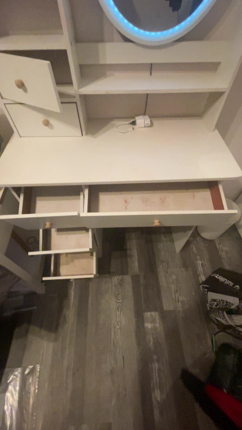 White Vanity Desk with LED Mirror - photo 2