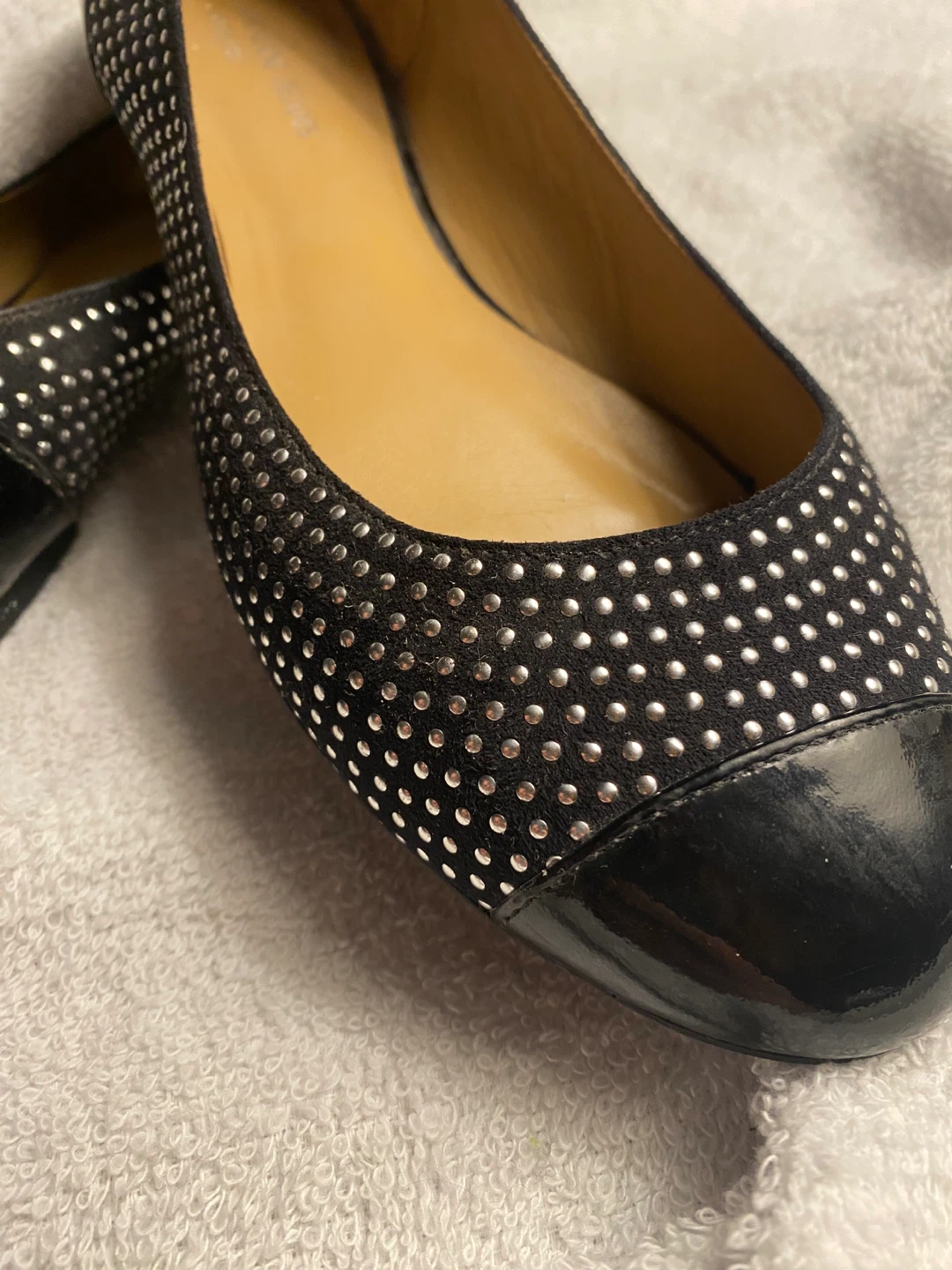 Sz 38 Armani Jeans Women's Black Studded Ballet Flats - photo 3