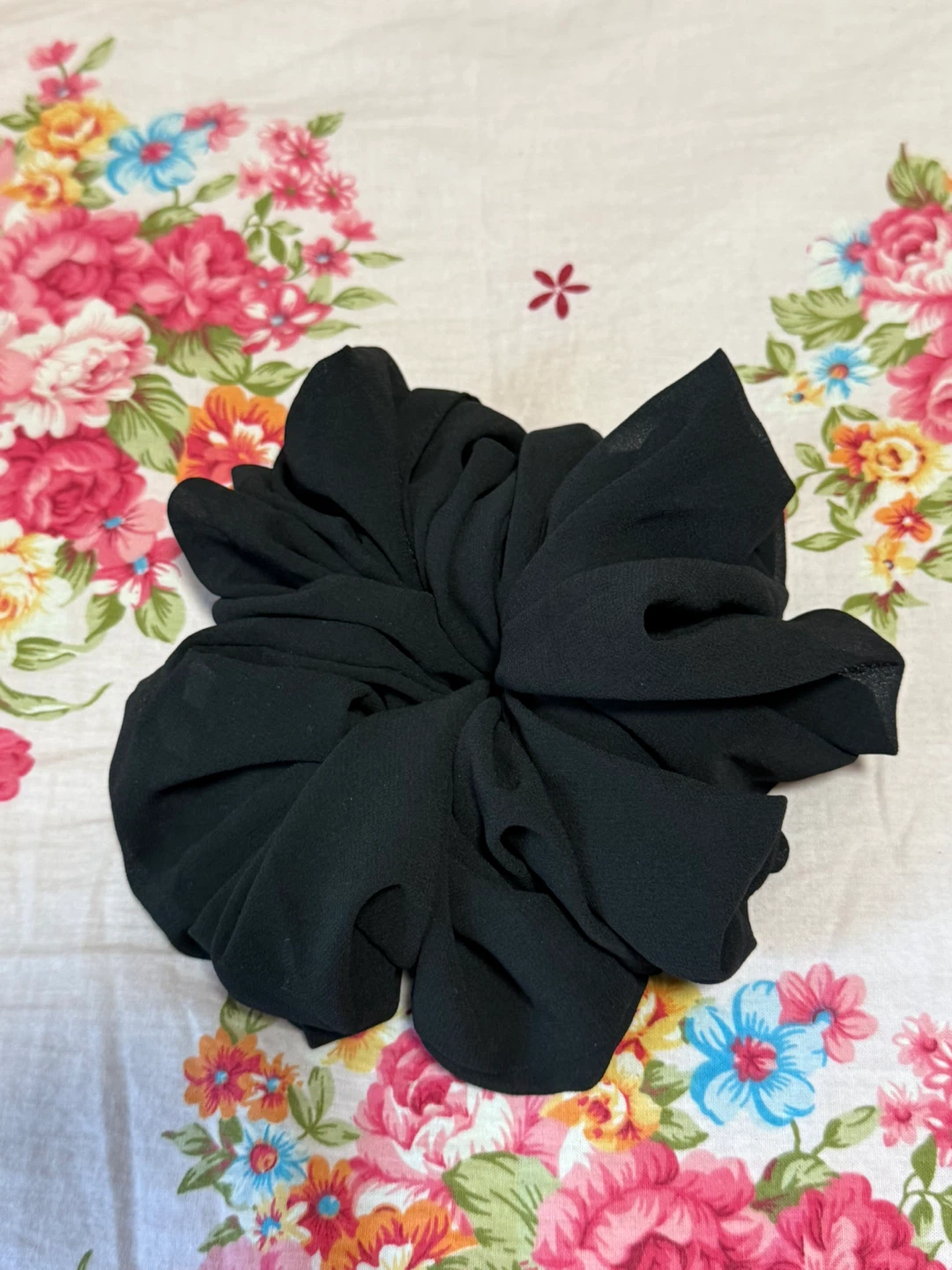 Large Black Chiffon Scrunchie