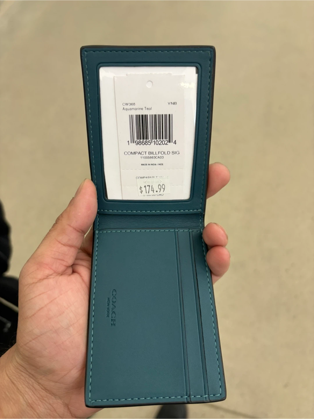Coach Compact Billfold Signature Wallet - Aquamarine Teal - photo 2