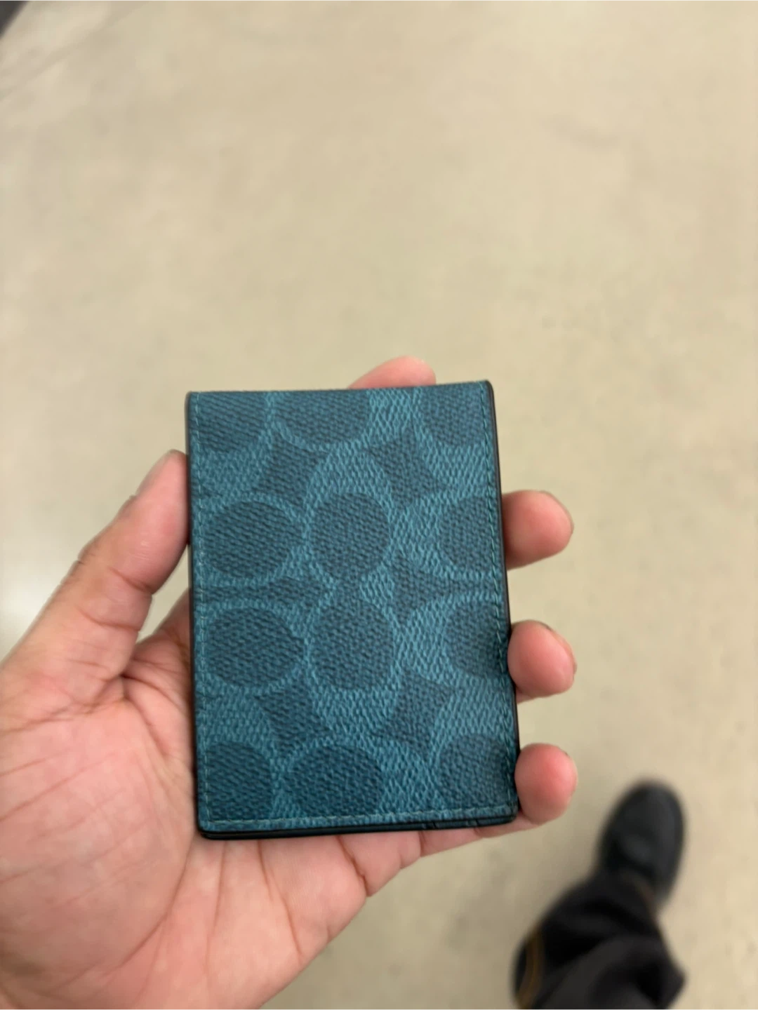 Coach Compact Billfold Signature Wallet - Aquamarine Teal