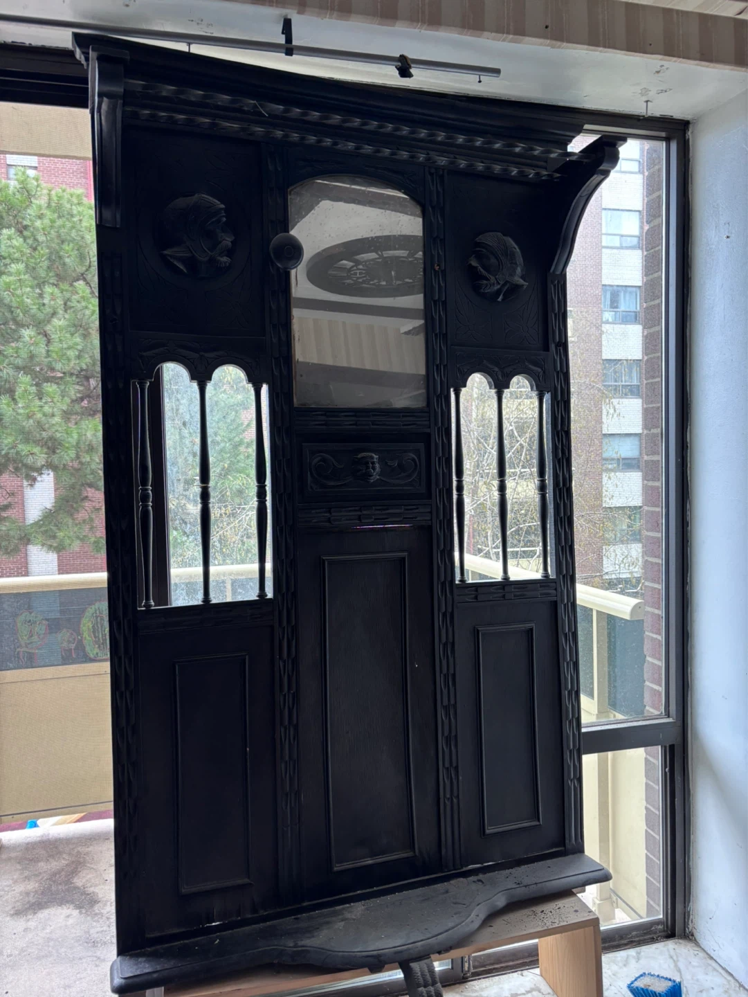 Antique Hall Tree with Mirror