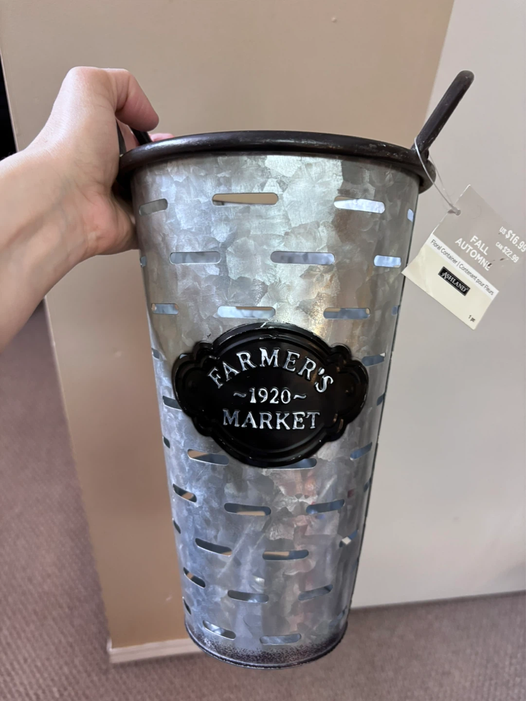 Farmer's Market Galvanized Floral Container