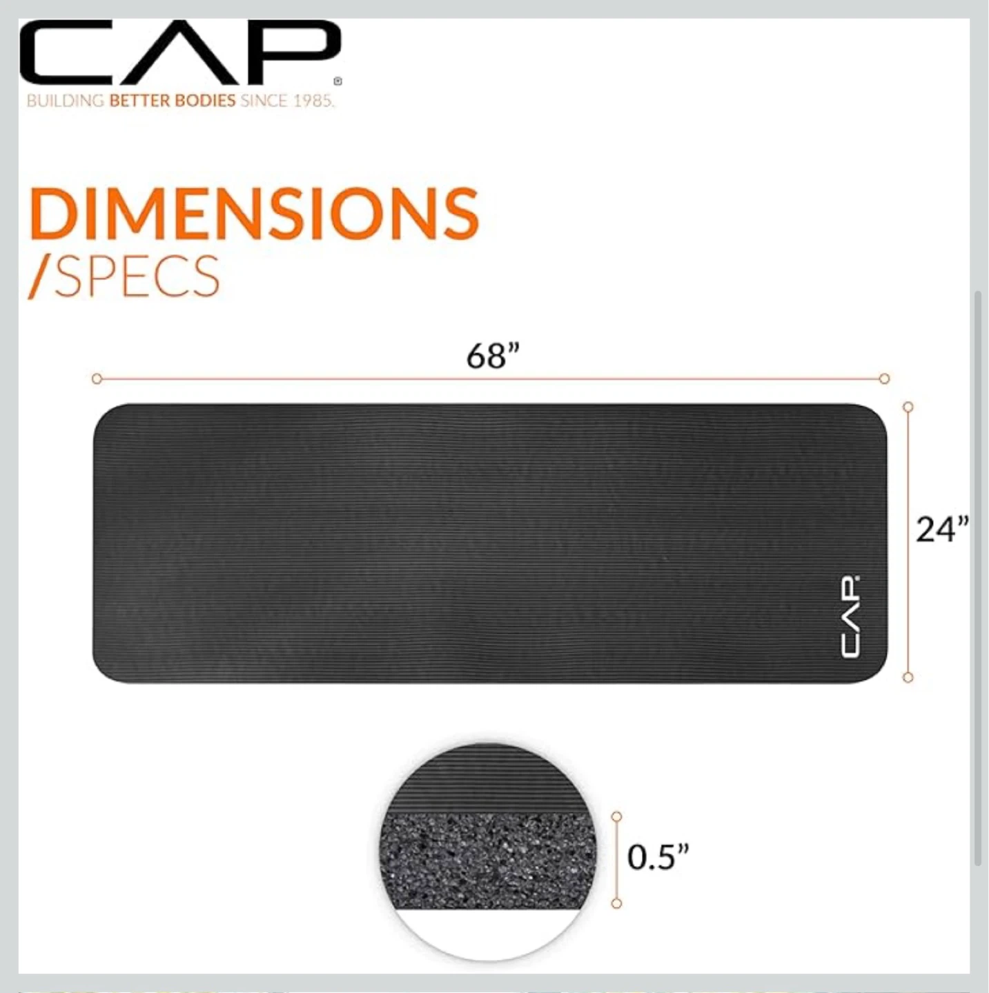 CAP Premium Exercise Mat - Black - photo 3