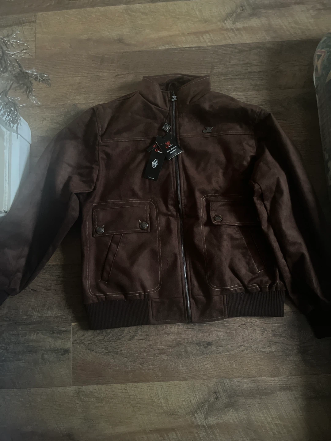 Brown Suede Bomber Jacket 🌱