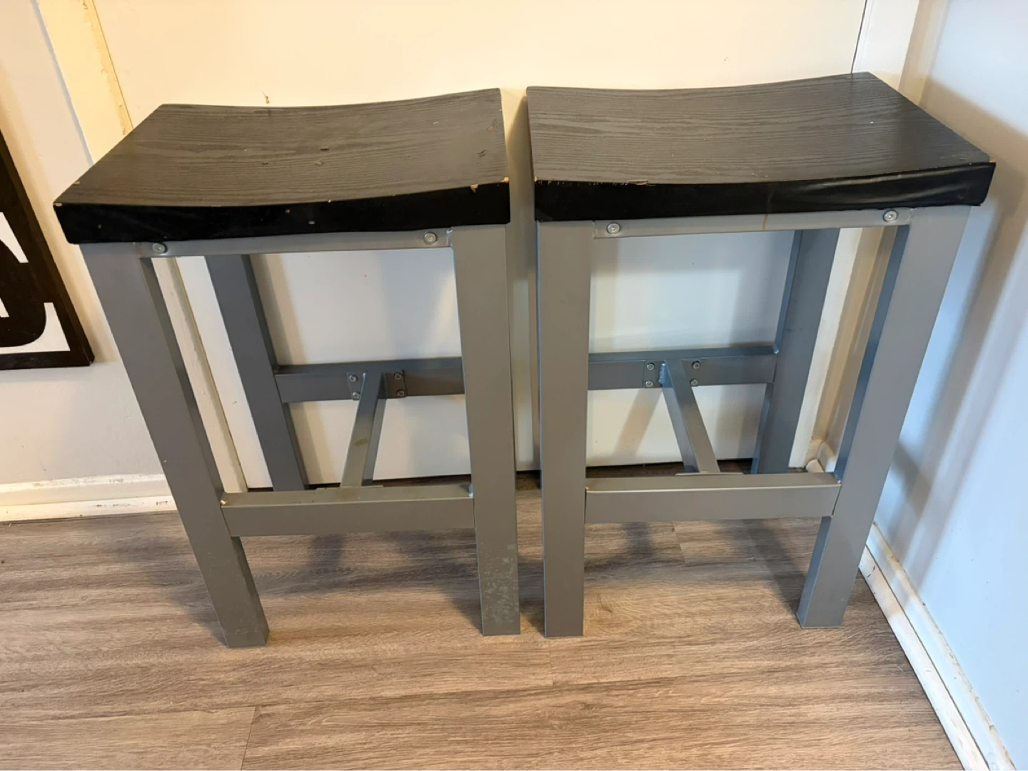 Set of 2 Black and Grey Counter Stools
